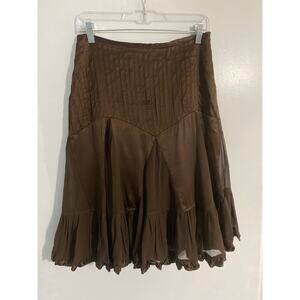 Bianca Nygard a-line skirt women size 6 brown 100% silk ruffle whimsigoth fairy